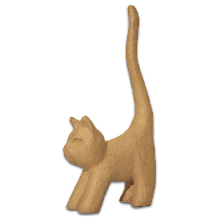 53700129MgpeacVMCY97K Katze stehend Pappmaché 9,3x3,5x16,5cm