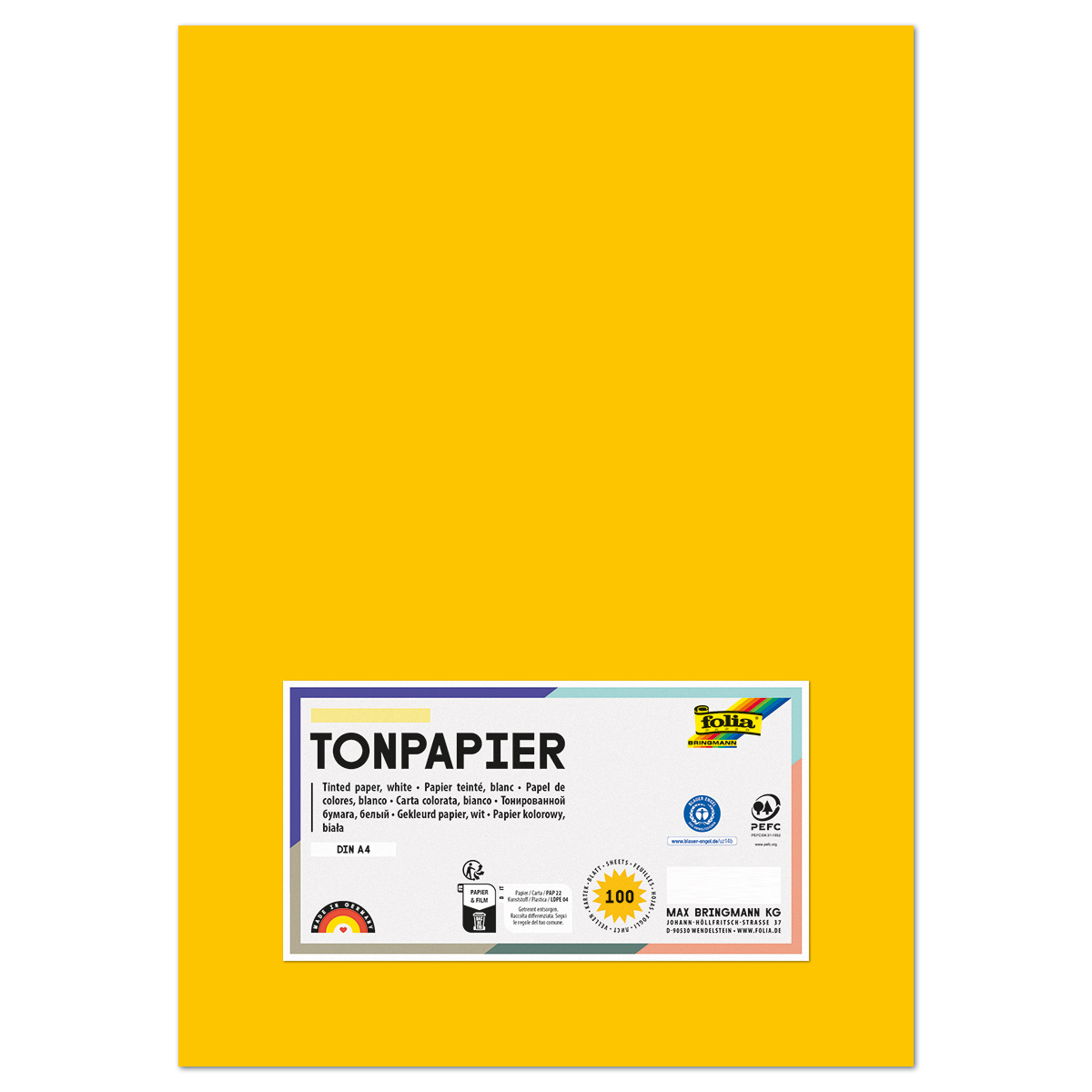 Tonpapier 130g/m² DIN A4 100 Bl. goldgelb