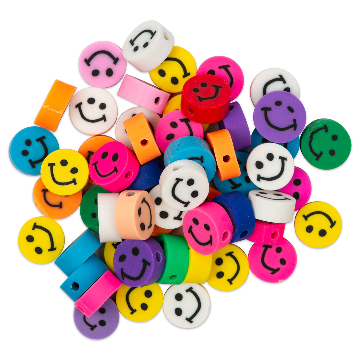 Fimoli-Perlen Smilie Ø 10x4mm 100 St. bunt mix