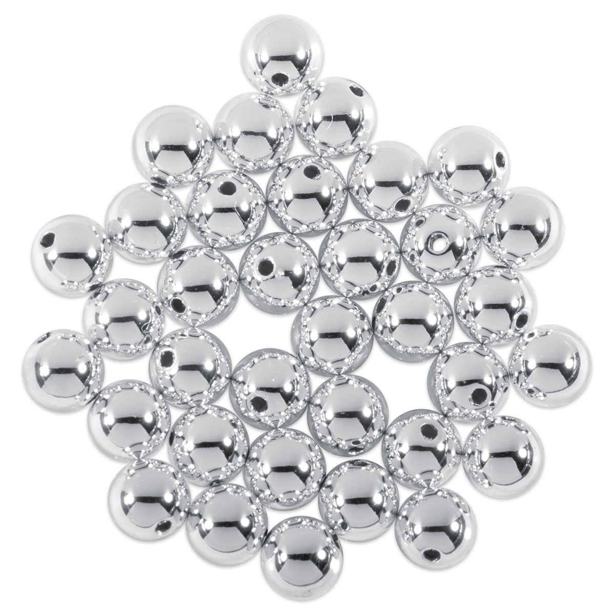 Metallicperlen glänzend 6mm 35 St. silberfarben