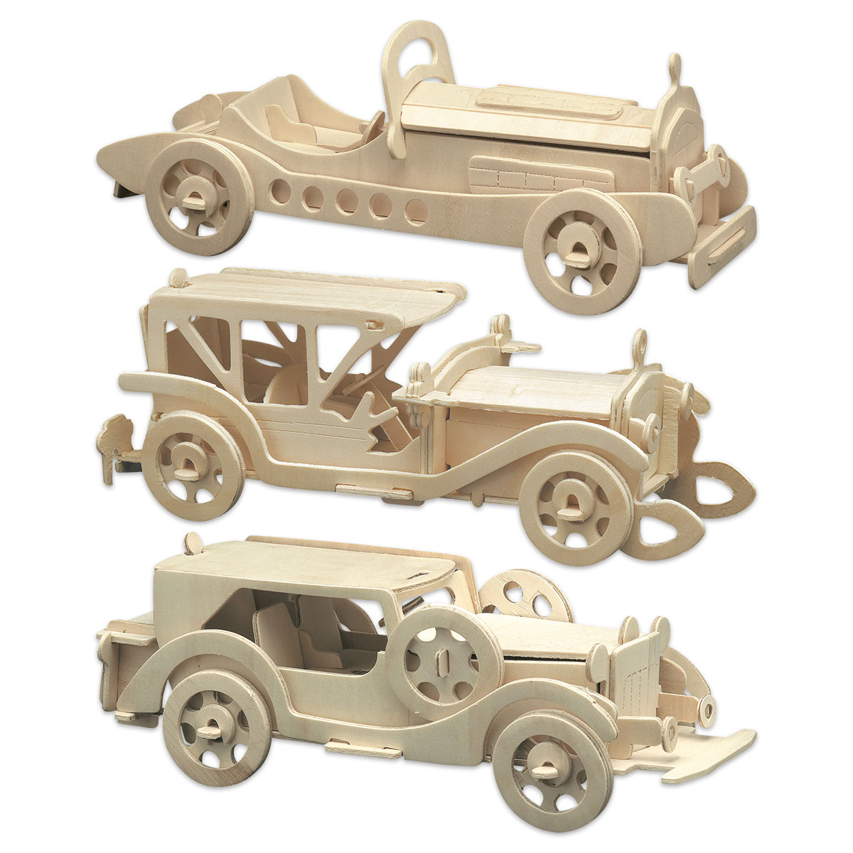 Holzbausatz Set Oldtimer ca. 26,5-27,5cm 3 St.