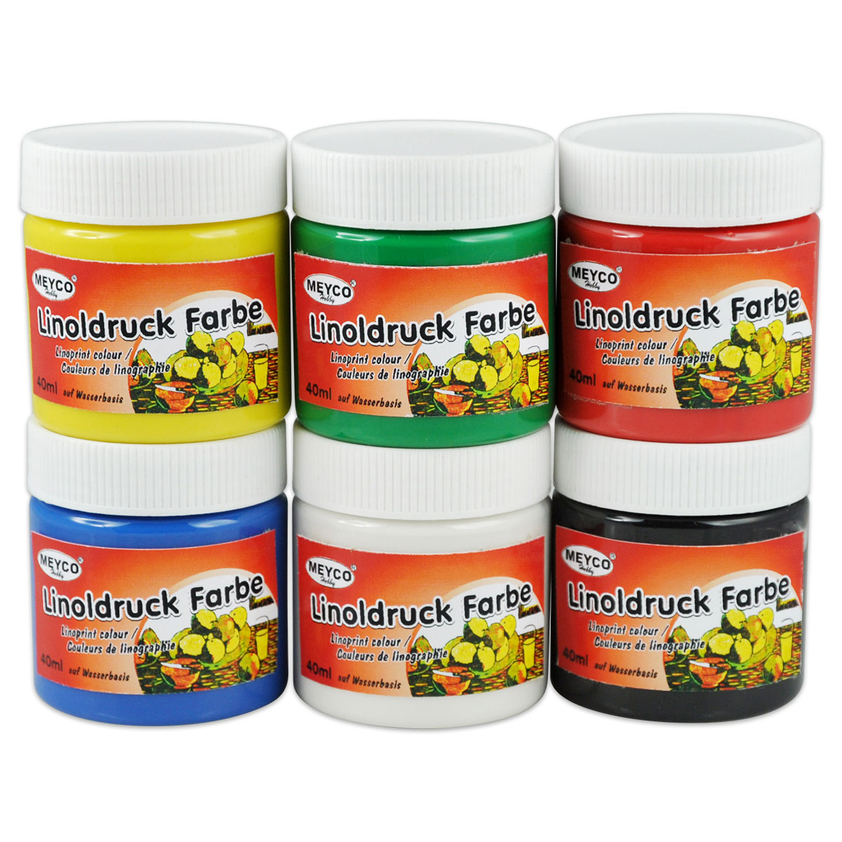 Linoldruck-Farben Set 6 Farben à 40ml