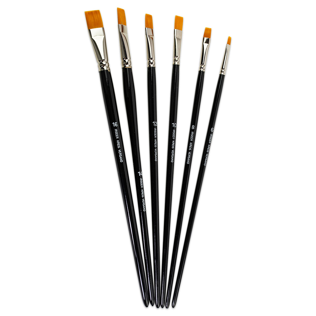 Pinsel Synthetik flach 6er-Set Gr. 6/8/10/12/14/16