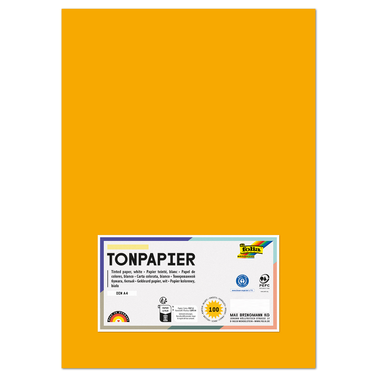 Tonpapier 130g/m² DIN A4 100 Bl. dunkelgelb