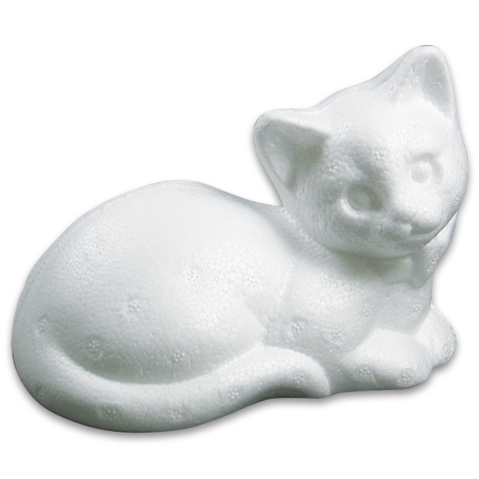 Styropor-Katze liegend 12,5x10cm weiß