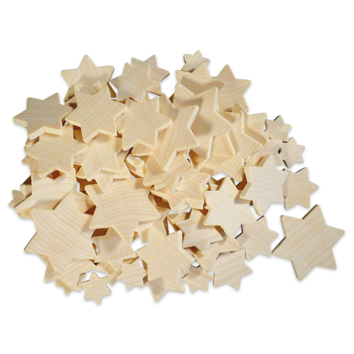 Sternenmischung Holz ca. 3mm 1,2-4cm 70 St. natur
