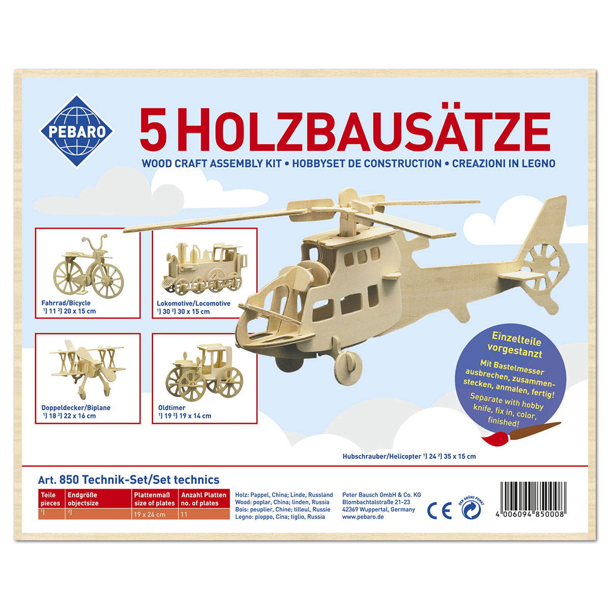 58700850_1 Holzbausatz Set Technik ca. 18-30cm 5 St.