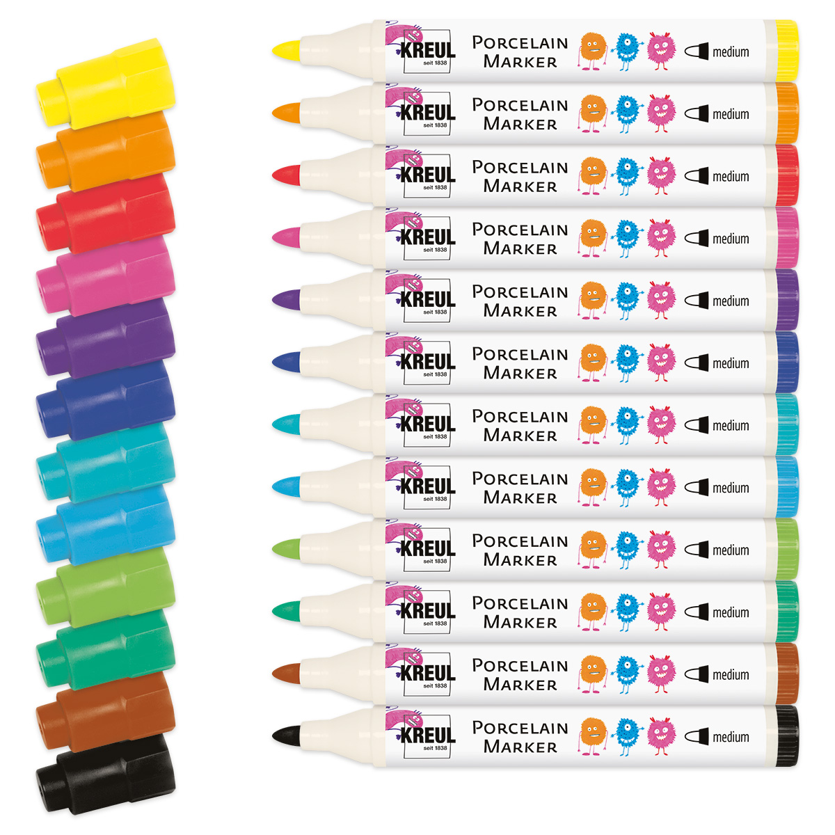 PorcelainPen easy m. Pinselspitze 12 Stifte/Farben PorcelainPen easy m. Pinselspitze 12 Stifte/Farben