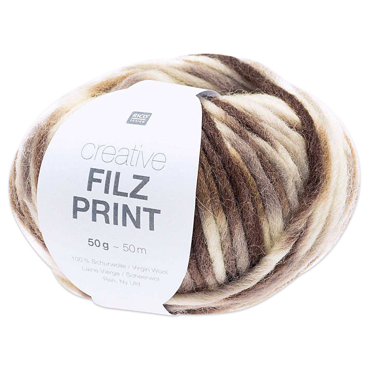 Creative Filz Print 50g ca. 50m beige/braun