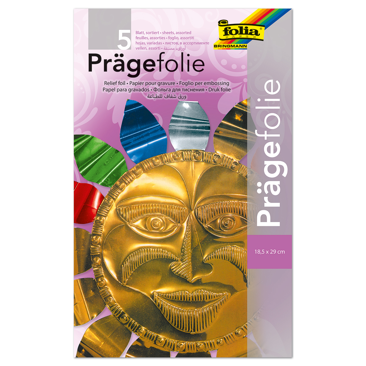 Prägefolien 18,5x29cm 5 St./Farben metallic multicolor