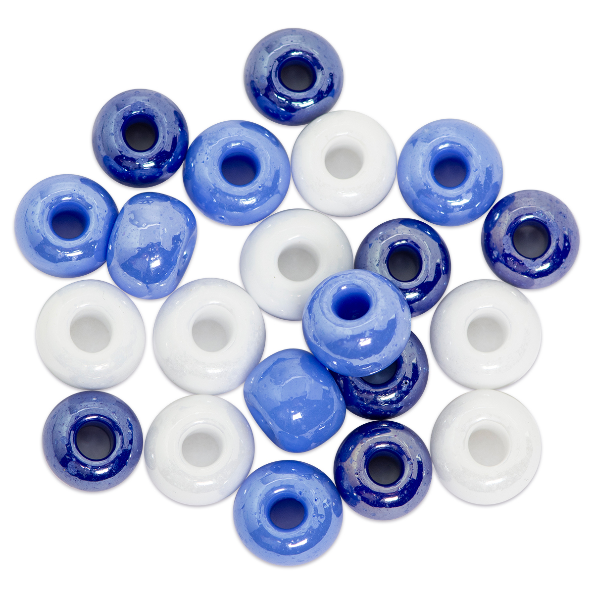Glasperlen Rondelle AB bedampft  ca. 8mm 100g weiß/blau-ton
