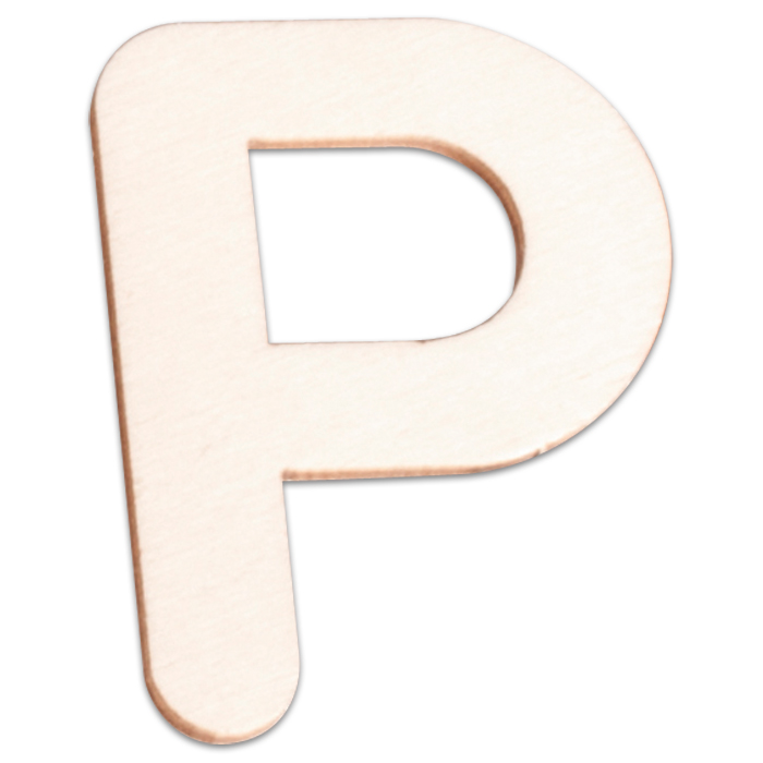 Holzbuchstabe P ca. 3mm 6cm hoch natur