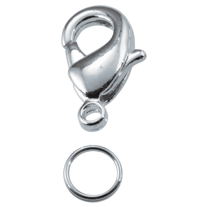 Karabiner + Spaltring Metall 14mm 50 St. platinfarben
