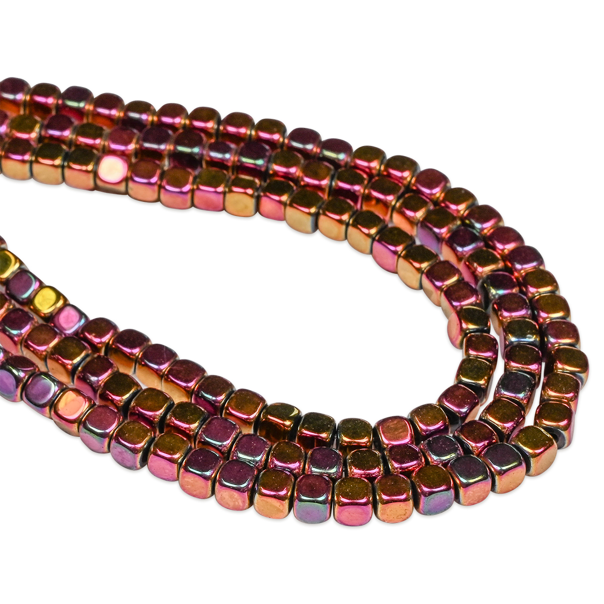 Glasmosaik-Perlenkette Würfel ca. 40cm Ø 4x4mm rainbow