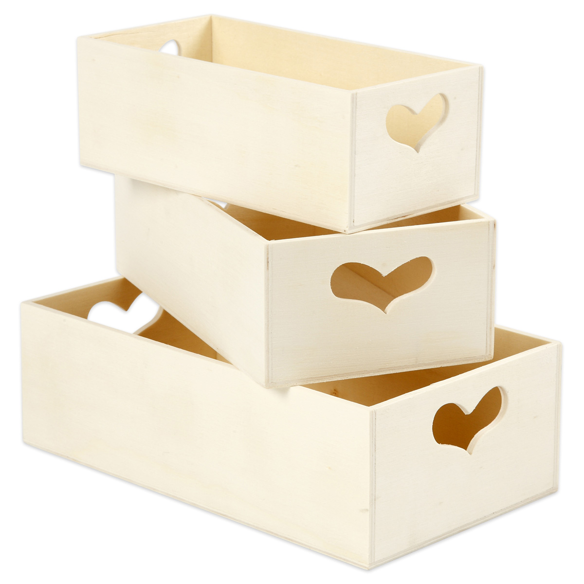 Aufbewahrungsboxen Holz Griff herzförmig 3 St.