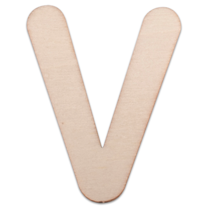 Holzbuchstabe V ca. 3mm 6cm hoch natur
