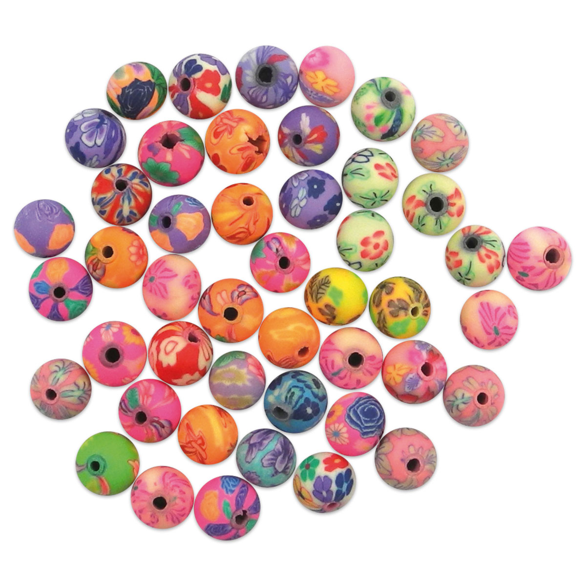 Fimoli-Perlen Blumen Mix Ø 8mm rund 100 St.