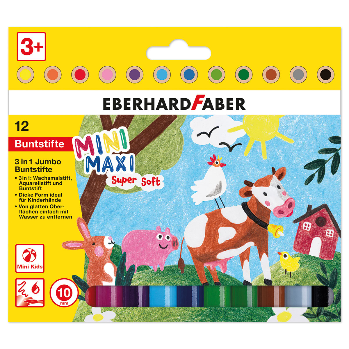 MiniMaxi 3in1 Jumbo Buntstifte Mine 10mm 12 St./Farben