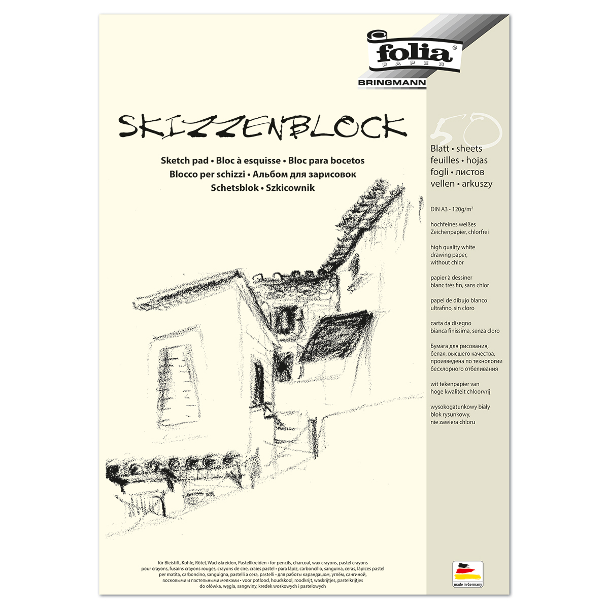 Skizzenblock 120g/m² DIN A3 50 Bl. weiß