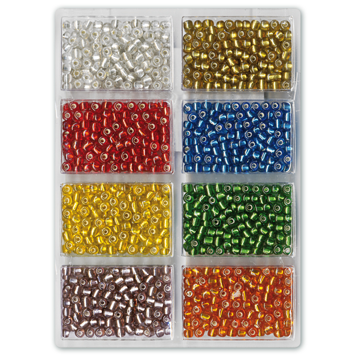 Jumboperlen transp. Silbereinzug 4mm 60g 8 Farben