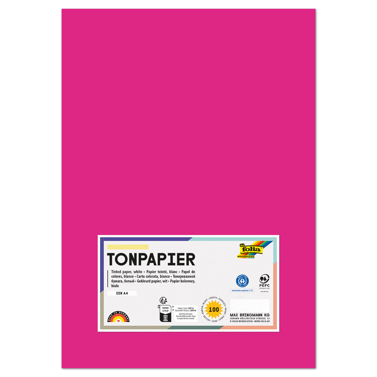 Tonpapier 130g/m² DIN A4 100 Bl. pink