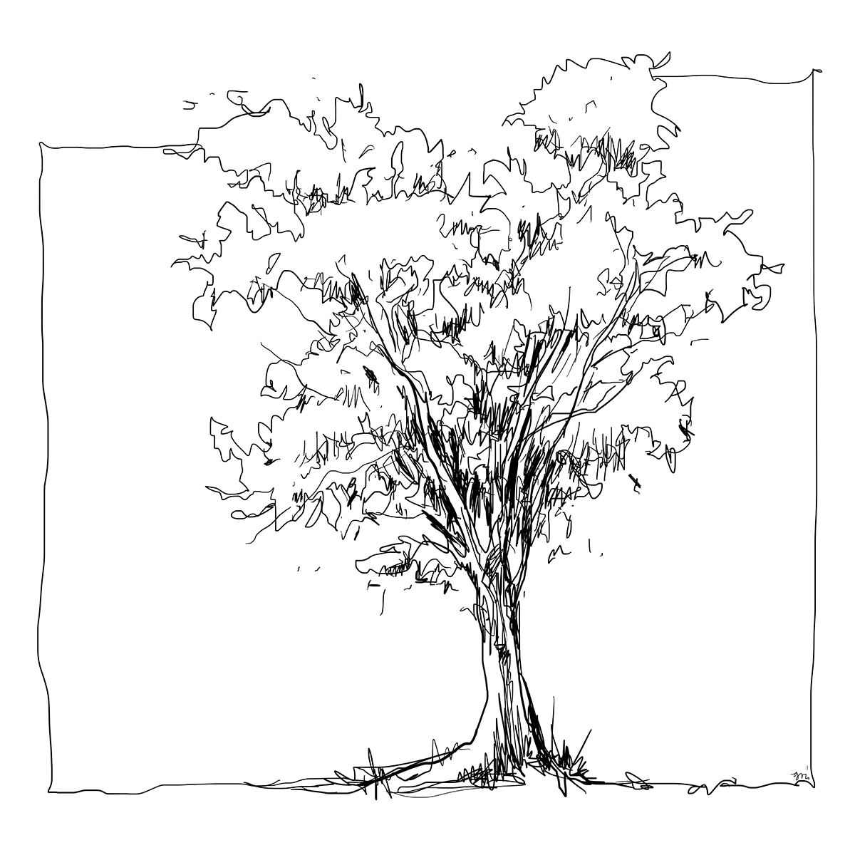 Color Sketch-Keilrahmen 20x20cm Baum