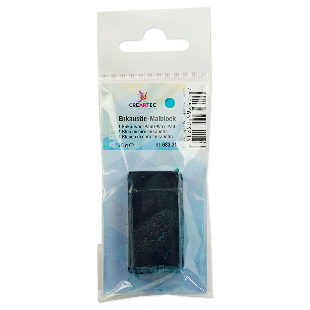 Enkaustik-Malblock 45x25x10mm ca. 10g türkis