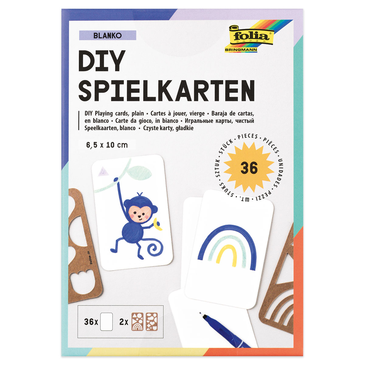 Blanko Spielkarten Set 6,5x10cm 36 St. weiß