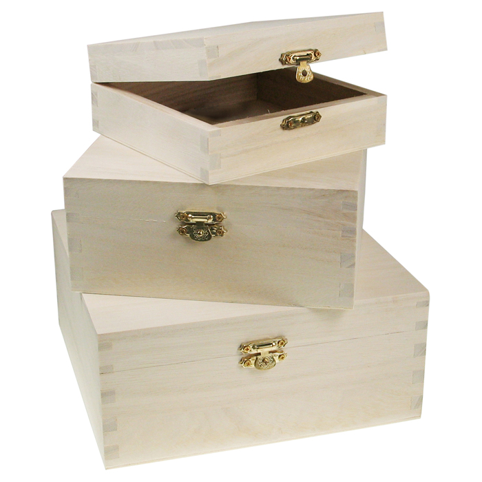 50234687MnPcYAvECmdun Quadratdosen Holz Metallverschluss 3er-Set natur