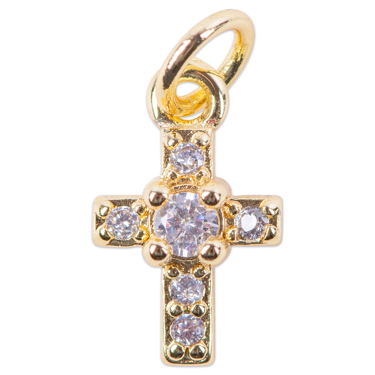 Metallanhänger Kreuz ca. 9x7mm mit Strasssteinchen