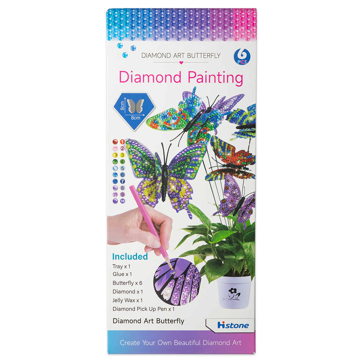 Diamond Painting Blumenstecker Schmetterling 6er-Set