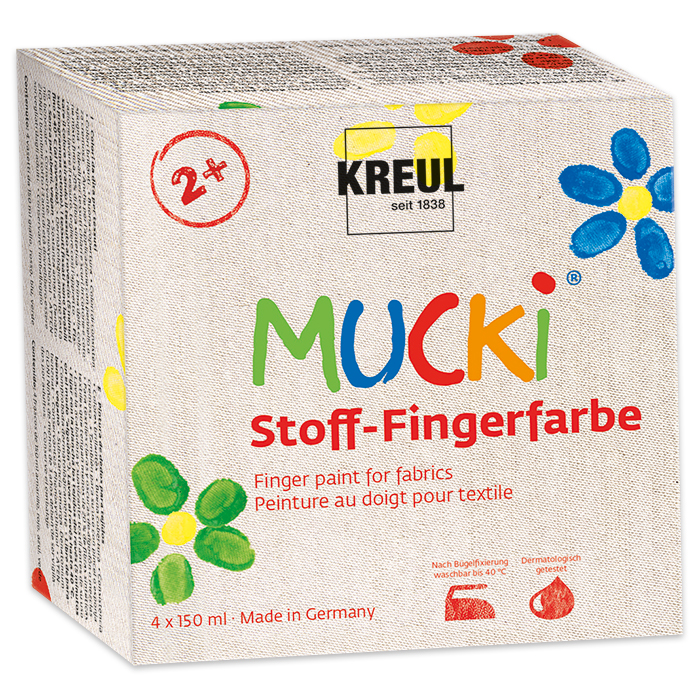 MUCKI Stoff-Fingerfarbe Set 4 Farben à 150ml