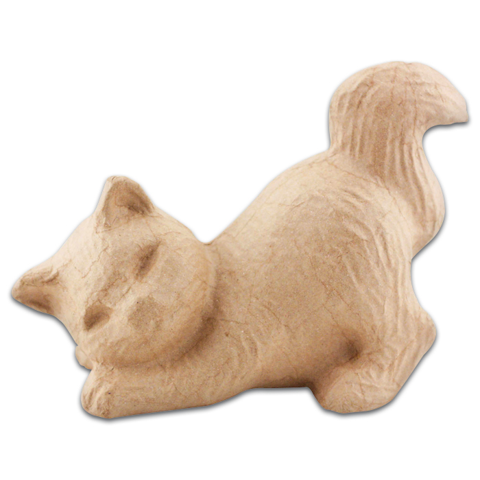 Katze schnurrend Pappmaché 20x10,5x15cm