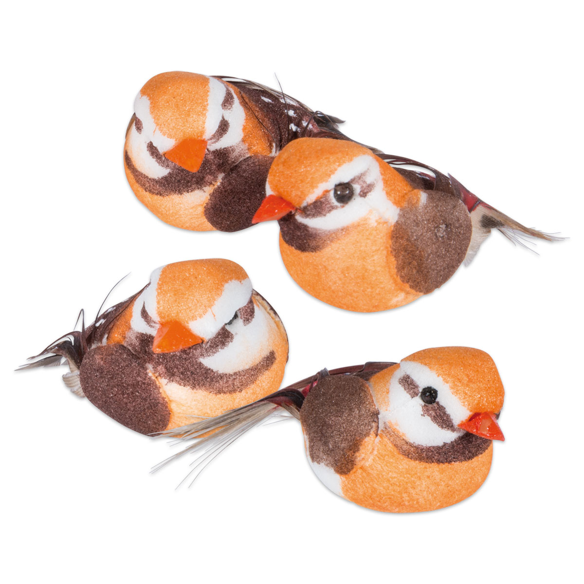 Kleine Vögelchen mit echten Federn ca. 4cm 4 St.