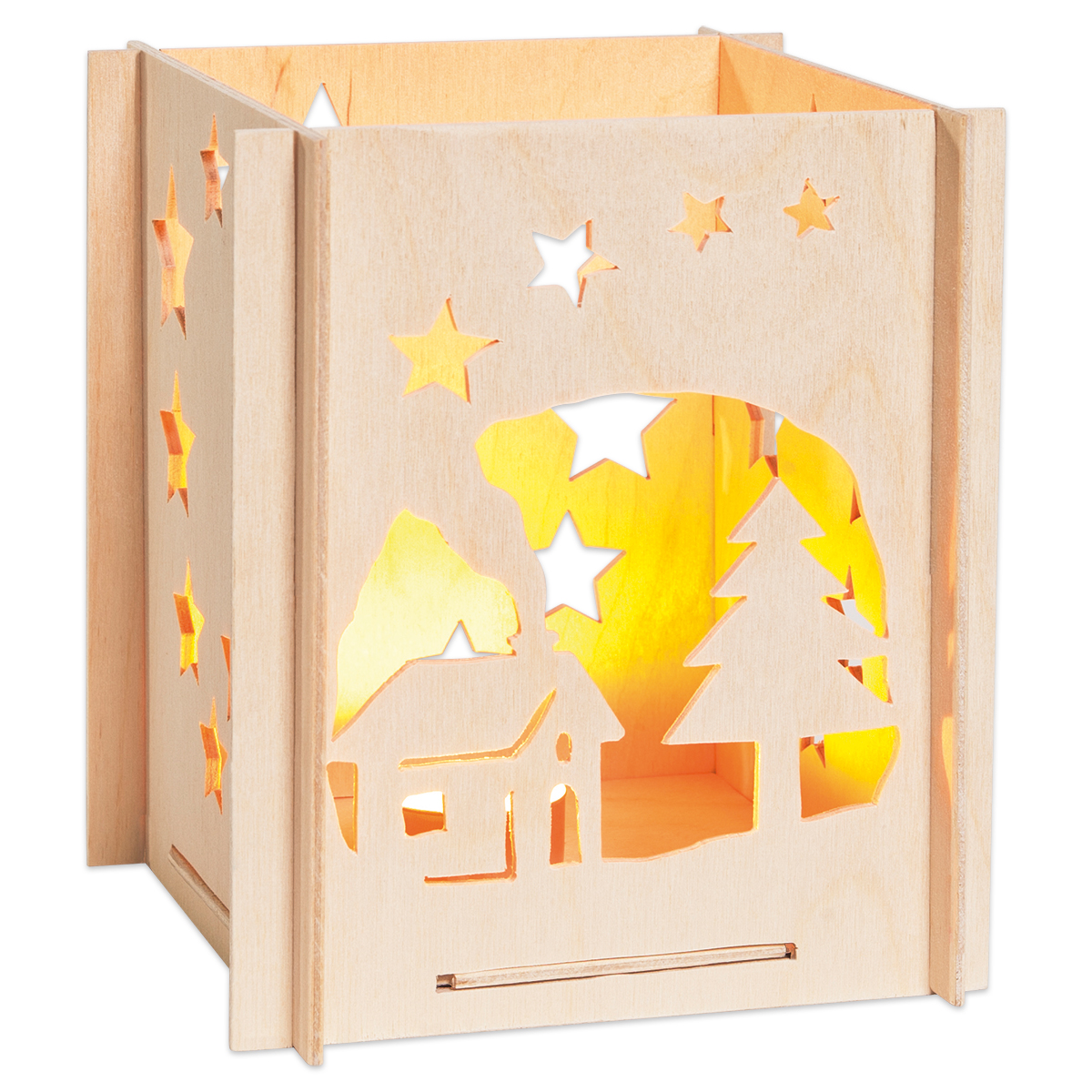 Holzbausatz Teelichthalter Haus ca. 16,5x14,5x14,5cm 5 Teile