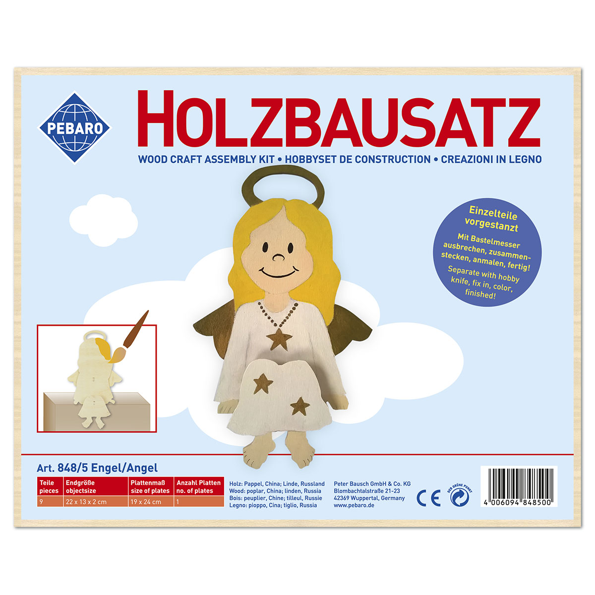 Holzbausatz Kantenhocker Engel 9 Teile