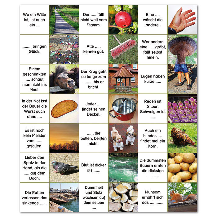 57601126_1 Spiel - Memo Sprichwörter 42 Holzkärtchen
