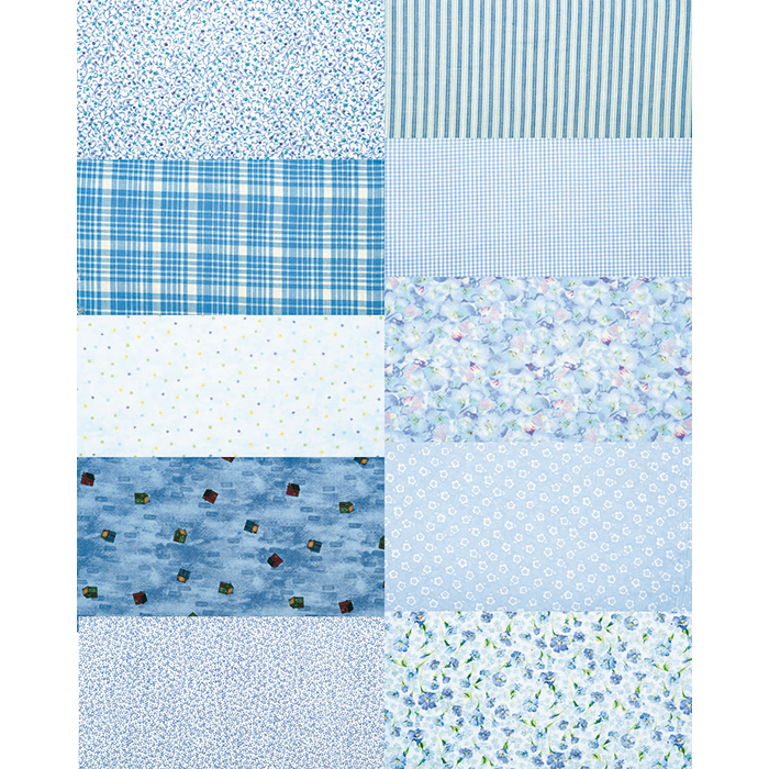 Patchwork-Set 10 Zuschnitte à 45x55cm hellblau