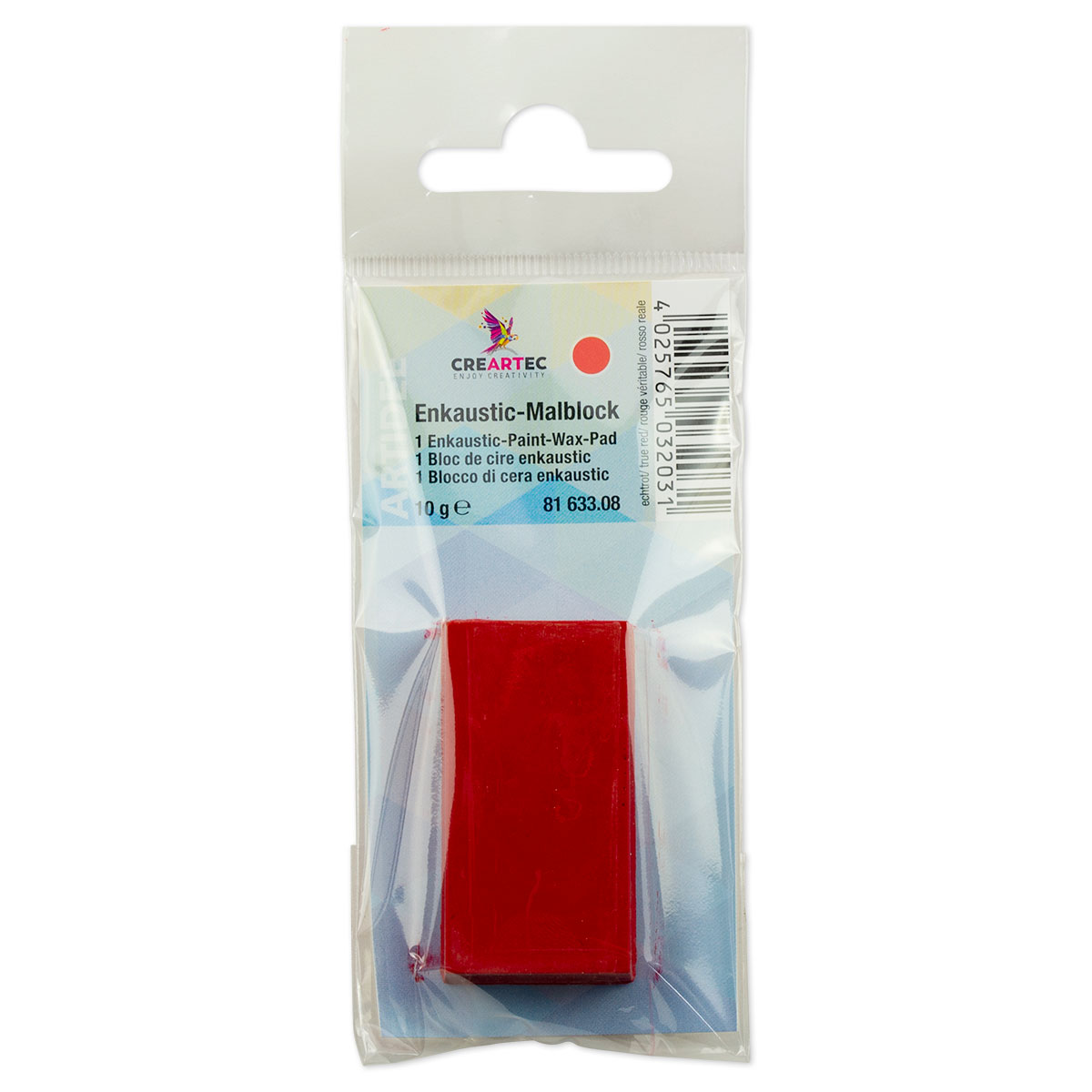 Enkaustik-Malblock 45x25x10mm ca. 10g echtrot