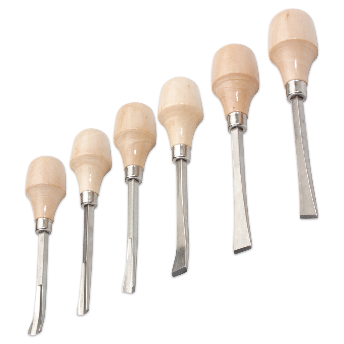 Schnitzmesser-Set Metall/Holzgriff 13cm 6-teilig