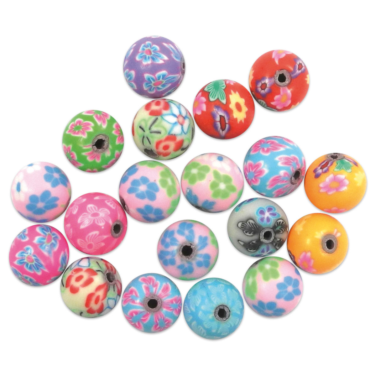 Fimoli-Perlen Blumen Mix Ø 12mm rund 30 St.