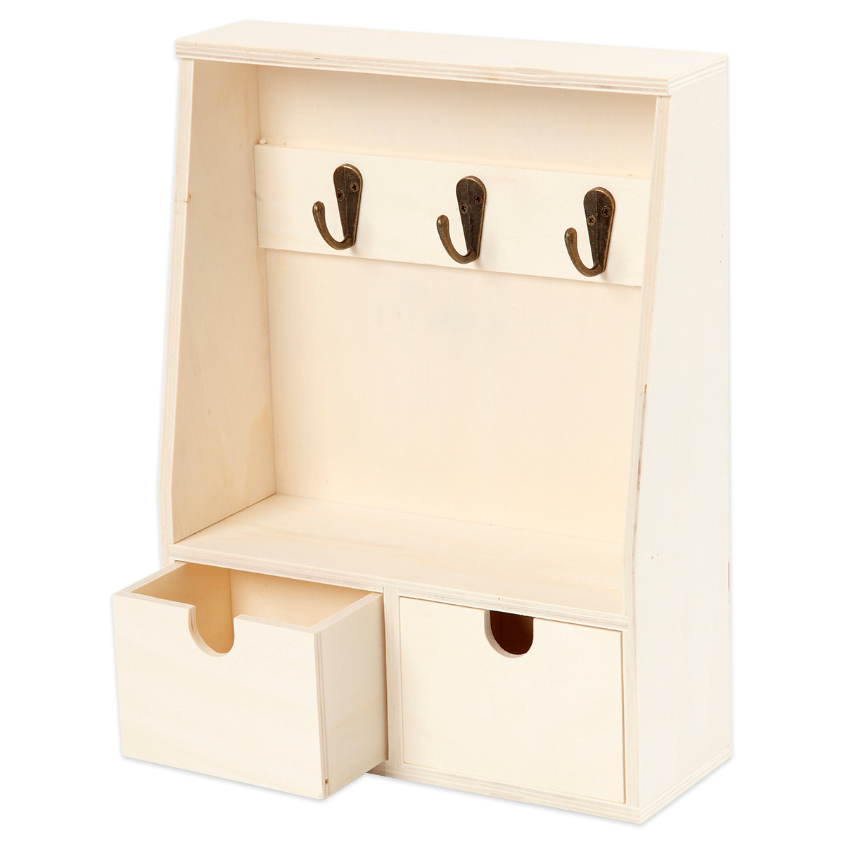 Schlüsselbrett Holz 28,5x22x5-8cm natur