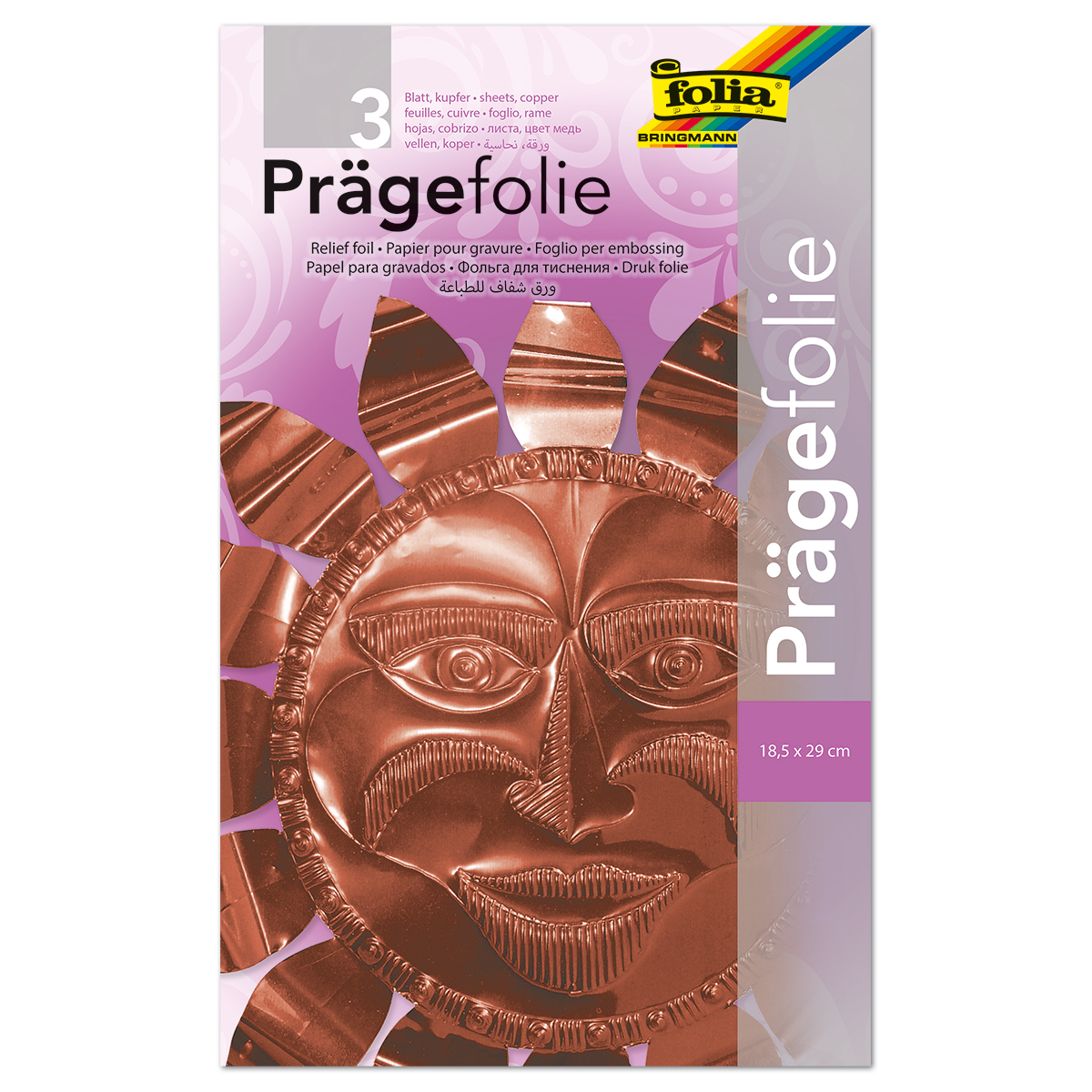 Prägefolien 18,5x29cm 3 St. metallic kupferfarben