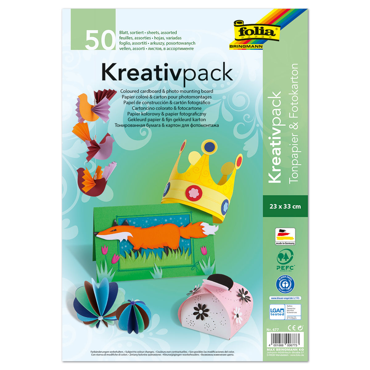 Tonpapier/Fotokarton Kreativpack 50 Bl./25 Farben