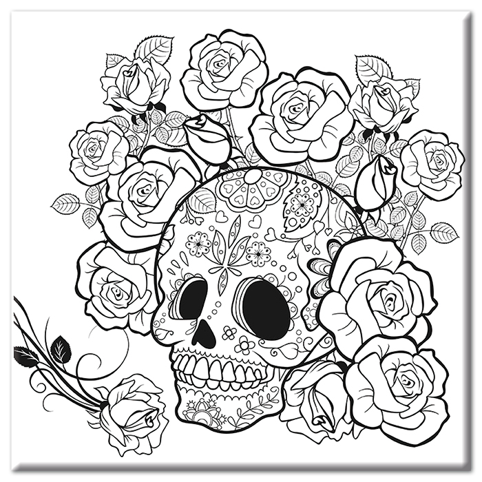54212140f0HcNNfqY2VHF bedruckter Keilrahmen 30x30x2cm Totenkopf