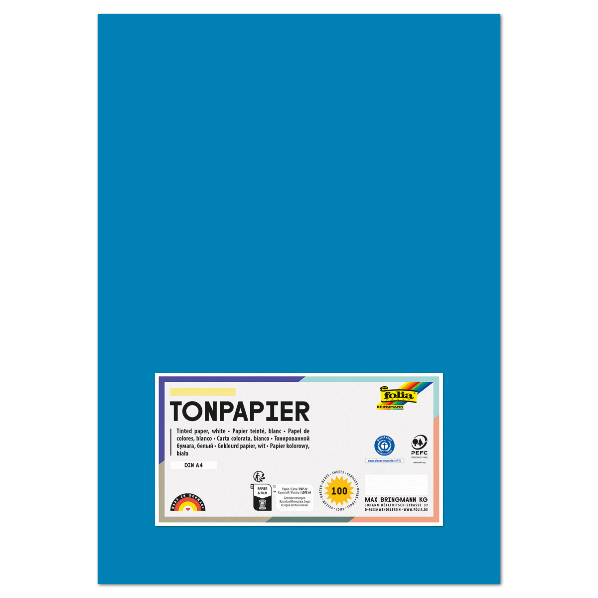 Tonpapier 130g/m² DIN A4 100 Bl. mittelblau