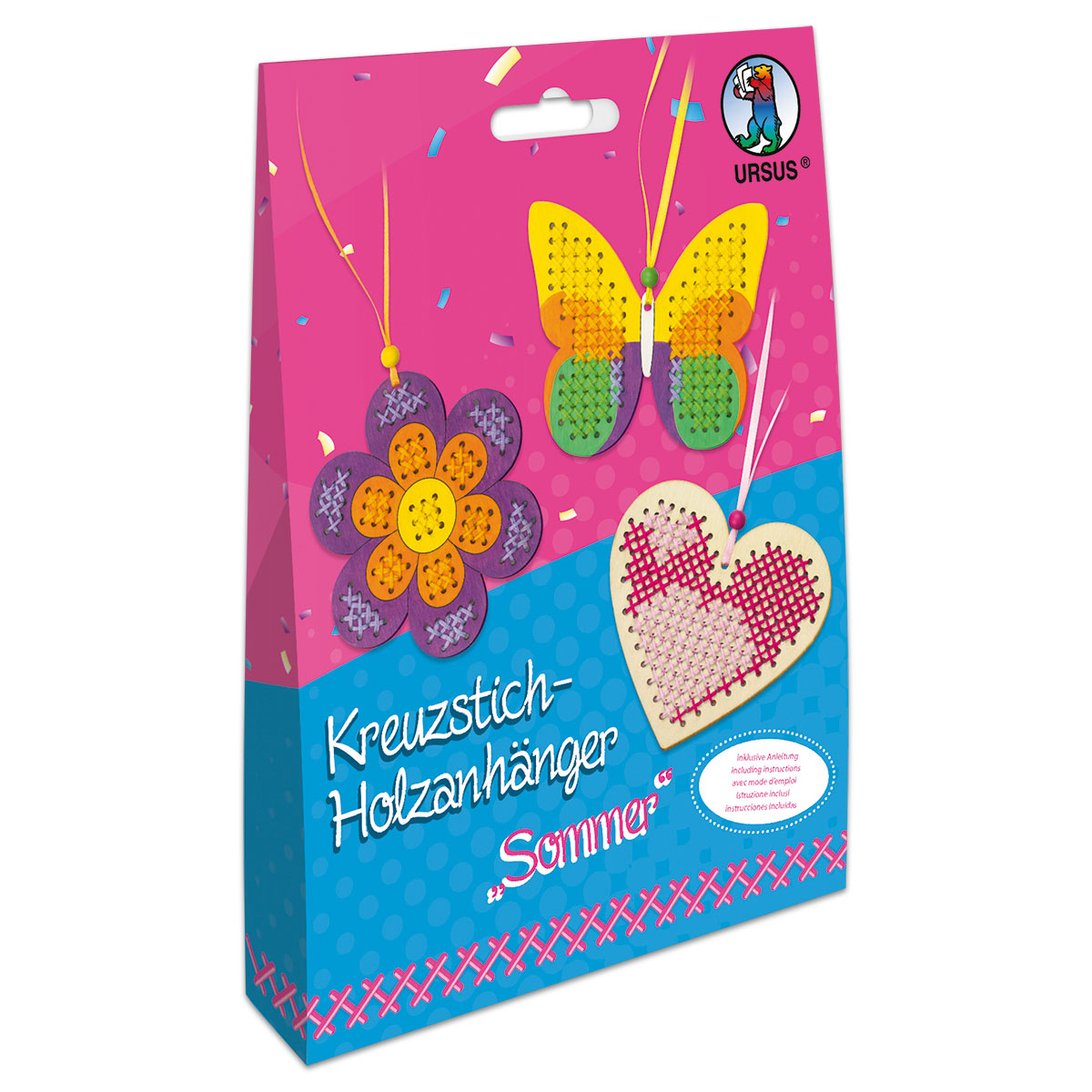 Kreuzstich-Holzanhänger Set Sommer