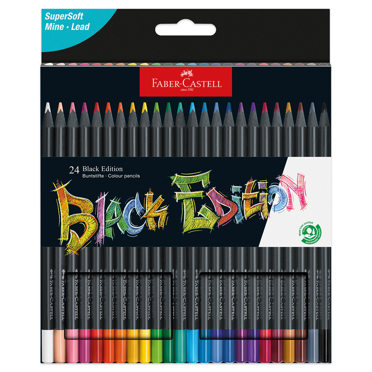Faber-Castell Buntstifte Black Edition 24 Stifte/Farben