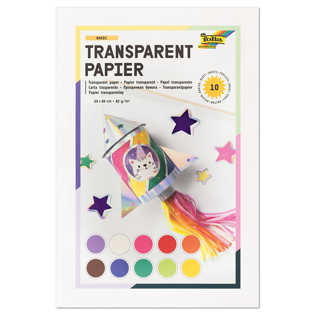 Transparentpapier 42g/m² 20x30cm 10 Bl./Farben