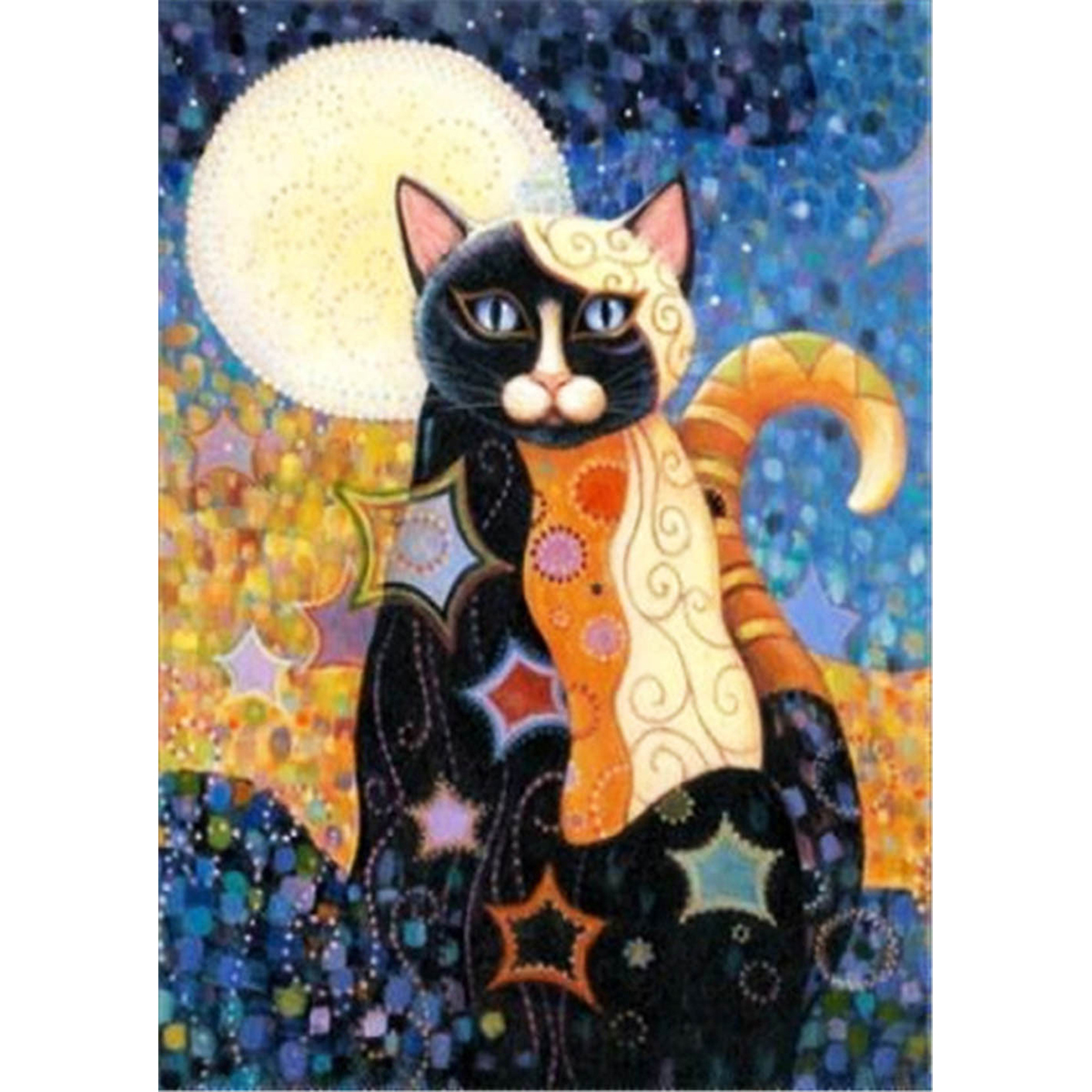 Diamond Painting 30x40cm Katze im Mondlicht